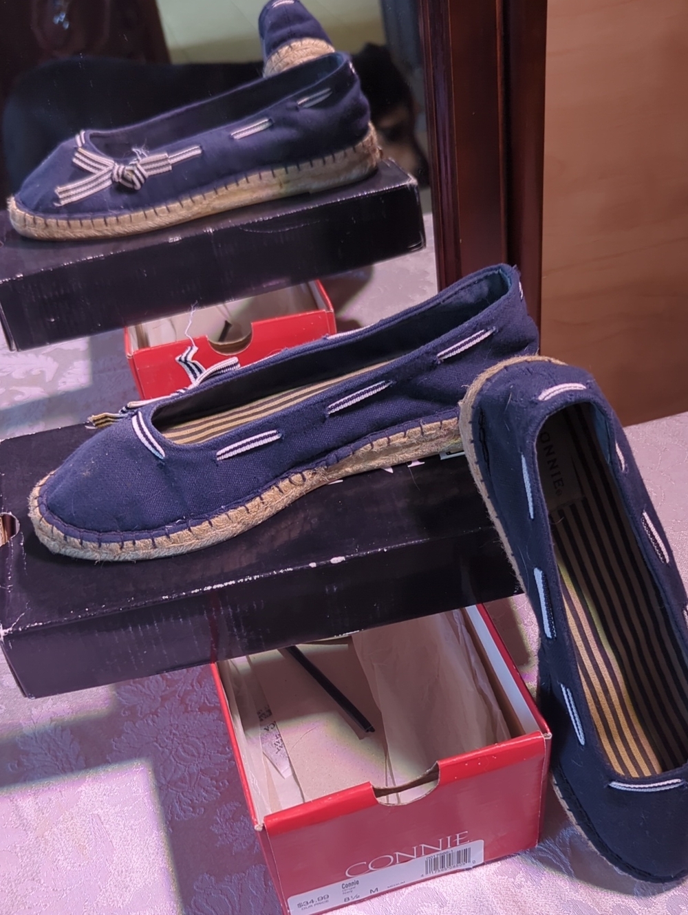 Connie Navy Canvas Espadrille Slip-Ons